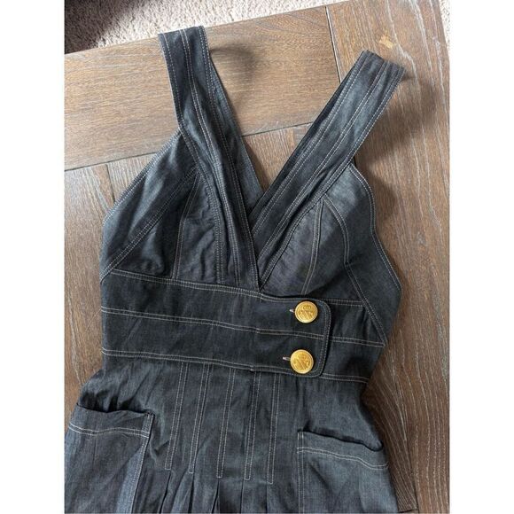 Anna Mason The Sun dress in lightweight black denim with signature pinkish topst - Picture 4 of 13